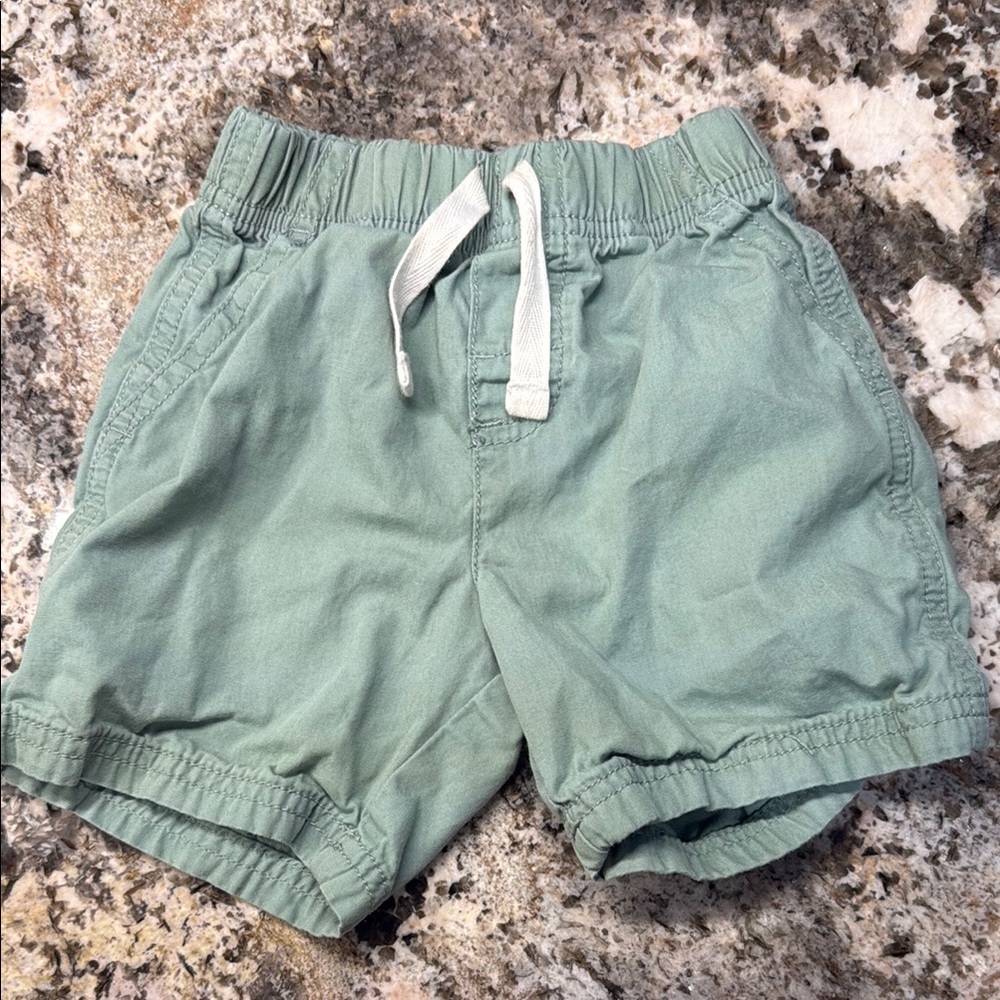 Carter's Sage Green Shorts with Elastic Waistband and Drawstring